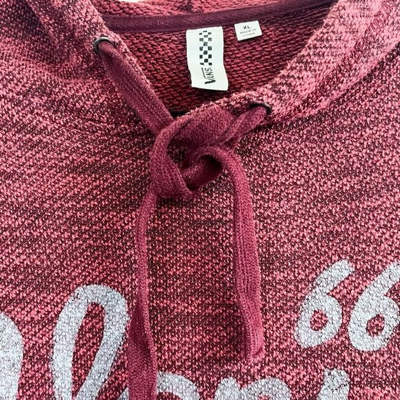 VANS Mens Pullover Slim Fit Big Logo Script Hoodie - Red Burgundy, Size XL - Picture 4 of 7
